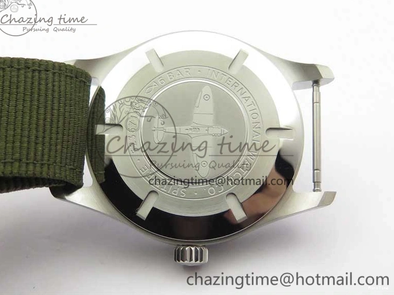 MIROTIME 0207 Fashionable Pilot IW326801 SS MK 1:1 Best Edition Black Dial on Green Nylon Strap MIYOTA 7122